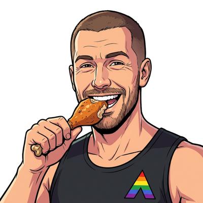 Matt eating a chicken drumstick